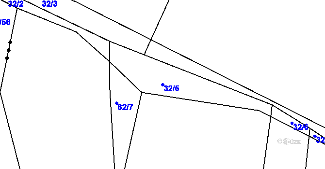 Parcela st. 32/5 v KÚ Lčovice, Katastrální mapa