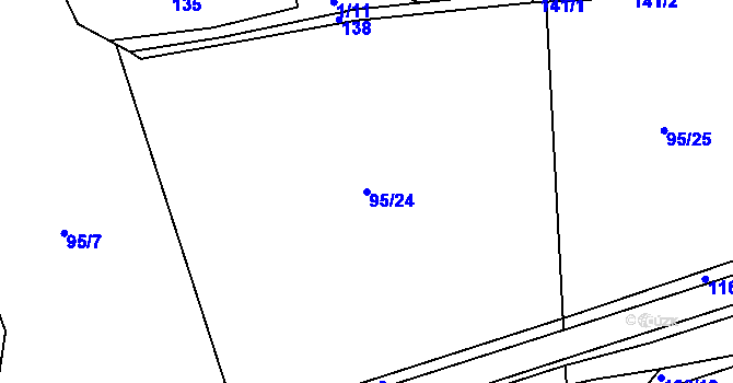 Parcela st. 95/24 v KÚ Lčovice, Katastrální mapa