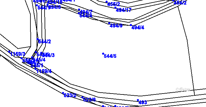 Parcela st. 544/5 v KÚ Lčovice, Katastrální mapa