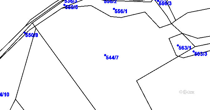Parcela st. 544/7 v KÚ Lčovice, Katastrální mapa