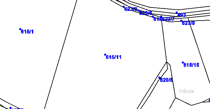 Parcela st. 615/11 v KÚ Lčovice, Katastrální mapa