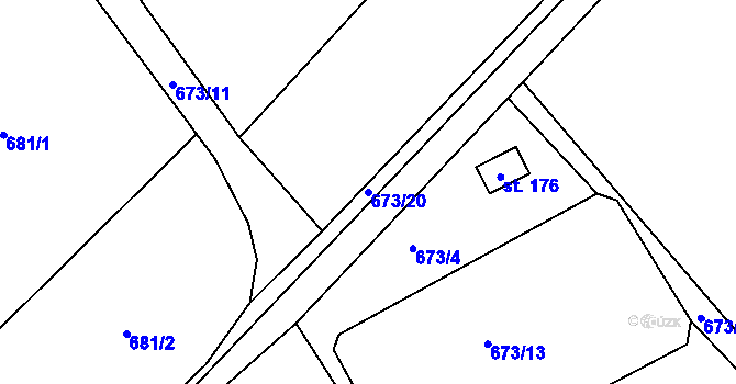 Parcela st. 673/20 v KÚ Lčovice, Katastrální mapa