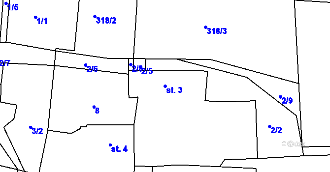 Parcela st. 3 v KÚ Onšovice u Čkyně, Katastrální mapa