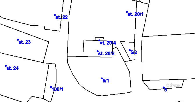 Parcela st. 20/2 v KÚ Onšovice u Čkyně, Katastrální mapa