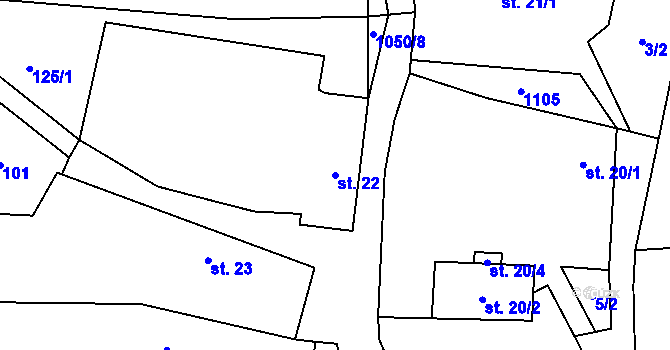 Parcela st. 22 v KÚ Onšovice u Čkyně, Katastrální mapa
