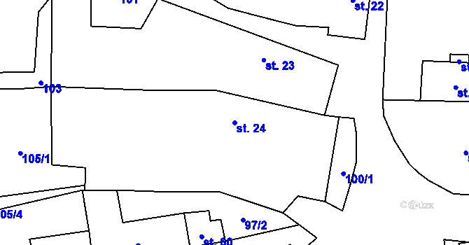 Parcela st. 24 v KÚ Onšovice u Čkyně, Katastrální mapa