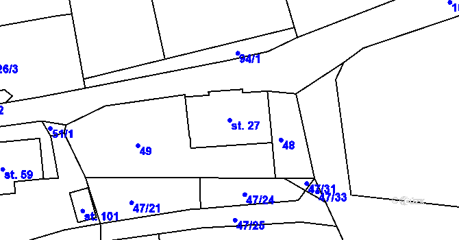 Parcela st. 27 v KÚ Onšovice u Čkyně, Katastrální mapa