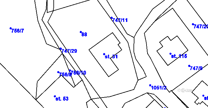 Parcela st. 31 v KÚ Onšovice u Čkyně, Katastrální mapa