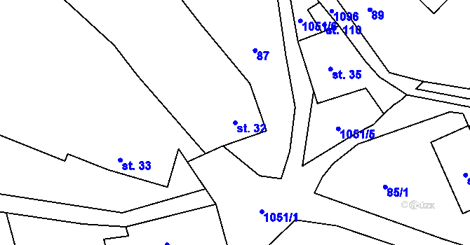 Parcela st. 32 v KÚ Onšovice u Čkyně, Katastrální mapa