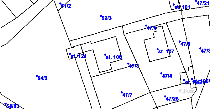 Parcela st. 106 v KÚ Onšovice u Čkyně, Katastrální mapa
