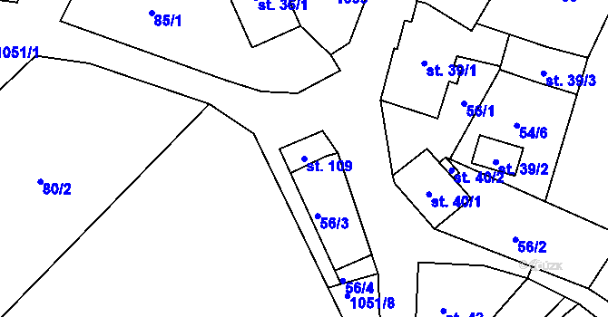 Parcela st. 109 v KÚ Onšovice u Čkyně, Katastrální mapa
