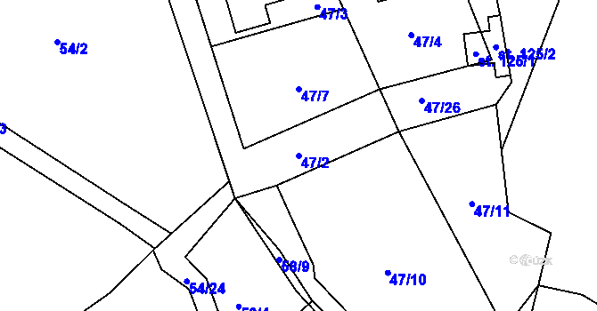 Parcela st. 47/2 v KÚ Onšovice u Čkyně, Katastrální mapa