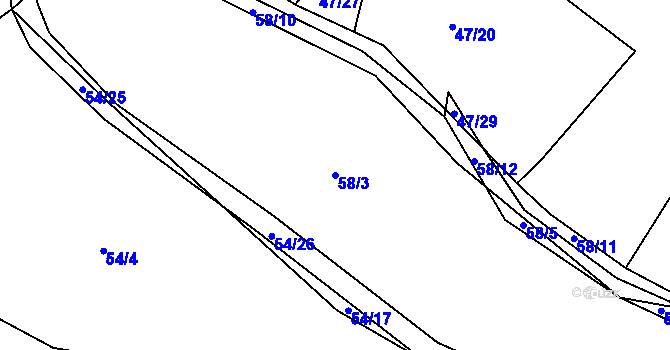 Parcela st. 58/3 v KÚ Onšovice u Čkyně, Katastrální mapa