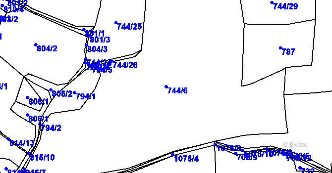 Parcela st. 744/6 v KÚ Onšovice u Čkyně, Katastrální mapa
