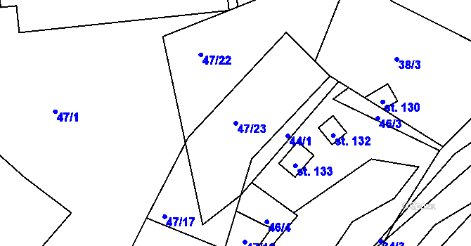 Parcela st. 47/23 v KÚ Onšovice u Čkyně, Katastrální mapa