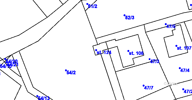 Parcela st. 124 v KÚ Onšovice u Čkyně, Katastrální mapa