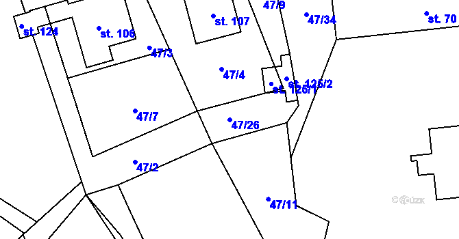 Parcela st. 47/26 v KÚ Onšovice u Čkyně, Katastrální mapa