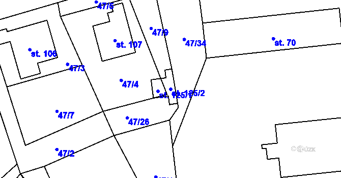Parcela st. 125/2 v KÚ Onšovice u Čkyně, Katastrální mapa