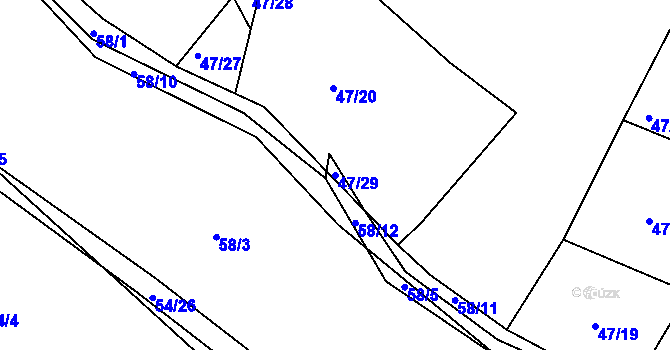 Parcela st. 47/29 v KÚ Onšovice u Čkyně, Katastrální mapa