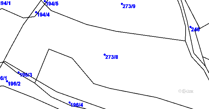 Parcela st. 273/8 v KÚ Onšovice u Čkyně, Katastrální mapa