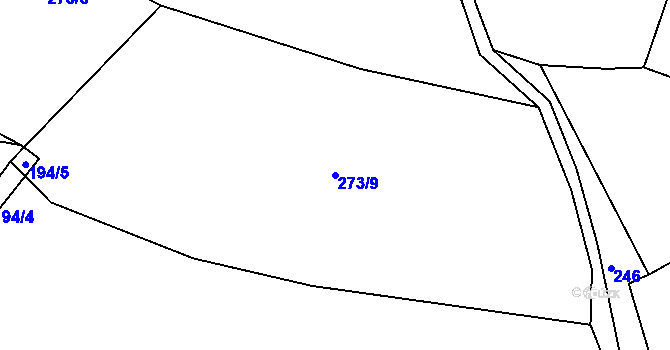Parcela st. 273/9 v KÚ Onšovice u Čkyně, Katastrální mapa