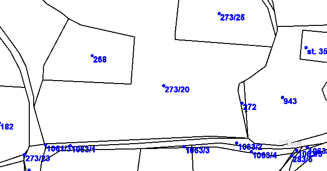 Parcela st. 273/20 v KÚ Onšovice u Čkyně, Katastrální mapa