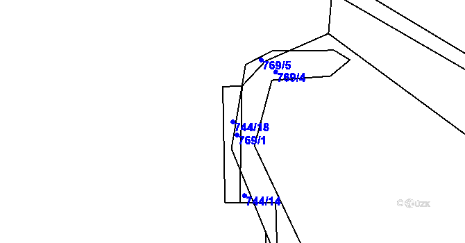 Parcela st. 744/18 v KÚ Onšovice u Čkyně, Katastrální mapa