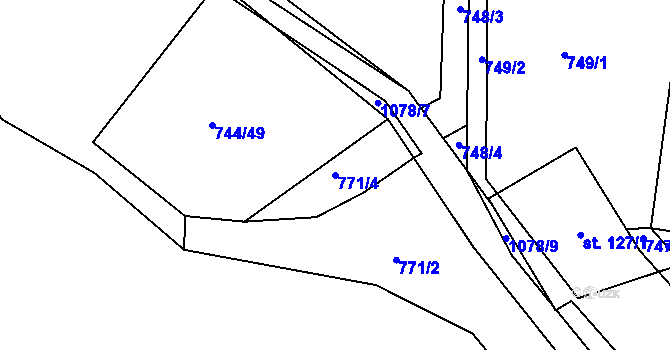 Parcela st. 771/4 v KÚ Onšovice u Čkyně, Katastrální mapa