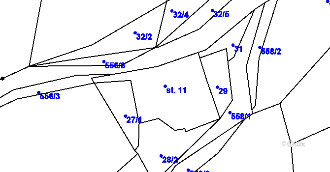 Parcela st. 11 v KÚ Předenice u Čkyně, Katastrální mapa