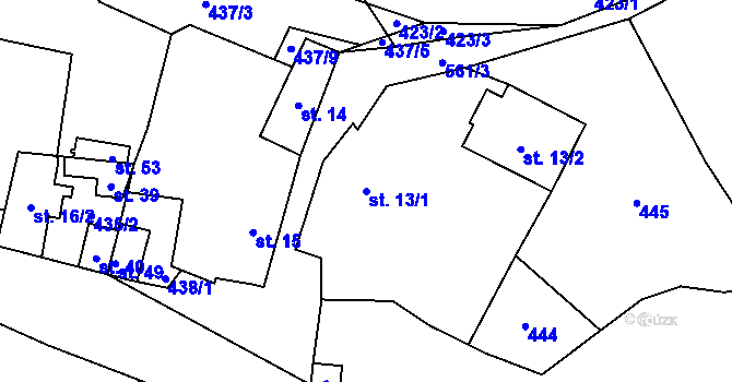 Parcela st. 13/1 v KÚ Předenice u Čkyně, Katastrální mapa