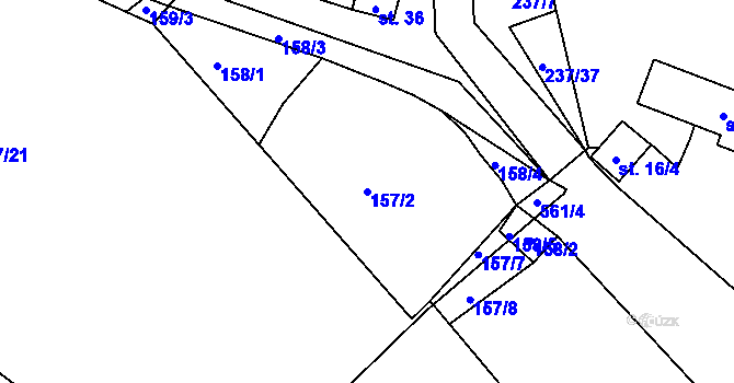 Parcela st. 157/2 v KÚ Předenice u Čkyně, Katastrální mapa