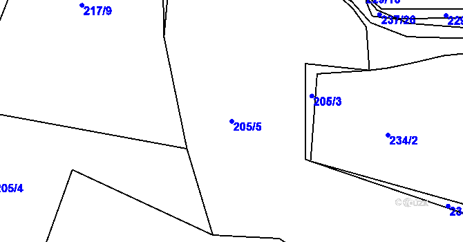 Parcela st. 205/5 v KÚ Předenice u Čkyně, Katastrální mapa