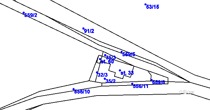 Parcela st. 35/3 v KÚ Předenice u Čkyně, Katastrální mapa