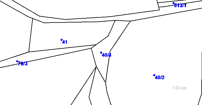 Parcela st. 40/4 v KÚ Spůle u Čkyně, Katastrální mapa