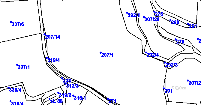 Parcela st. 207/1 v KÚ Spůle u Čkyně, Katastrální mapa