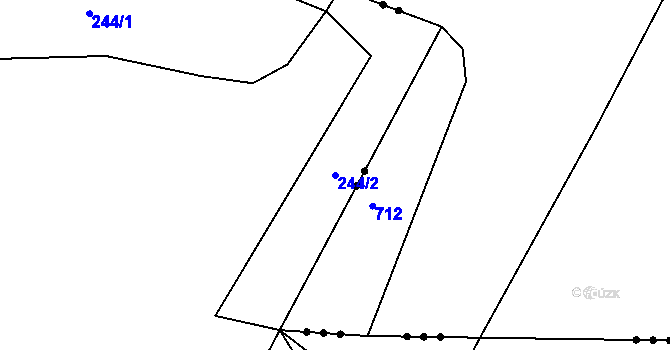 Parcela st. 244/2 v KÚ Spůle u Čkyně, Katastrální mapa