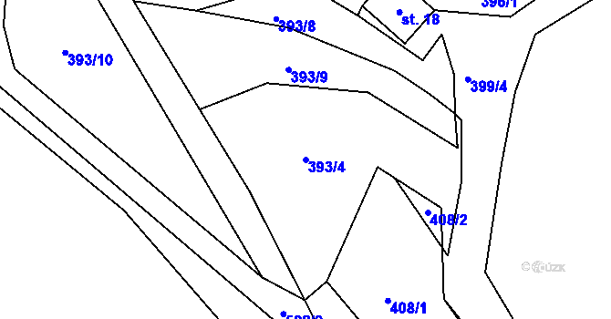 Parcela st. 393/4 v KÚ Spůle u Čkyně, Katastrální mapa