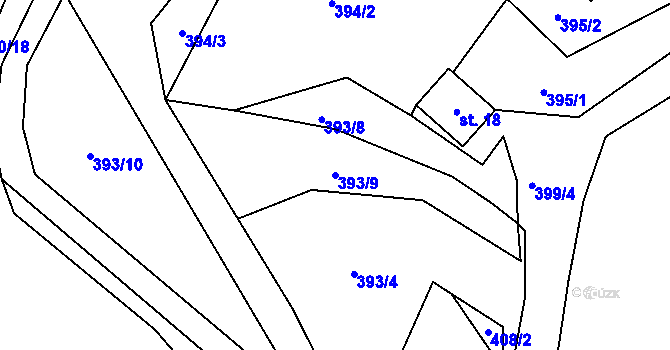 Parcela st. 393/9 v KÚ Spůle u Čkyně, Katastrální mapa
