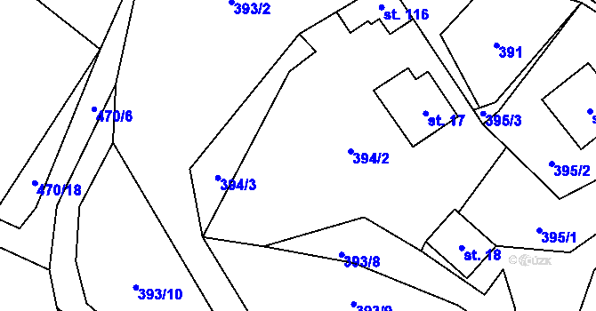 Parcela st. 394/1 v KÚ Spůle u Čkyně, Katastrální mapa