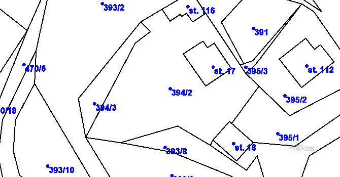 Parcela st. 394/2 v KÚ Spůle u Čkyně, Katastrální mapa