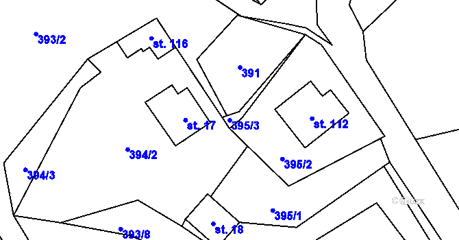 Parcela st. 395/3 v KÚ Spůle u Čkyně, Katastrální mapa