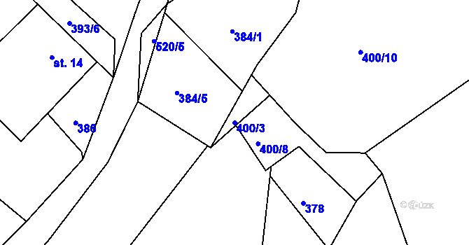 Parcela st. 400/3 v KÚ Spůle u Čkyně, Katastrální mapa