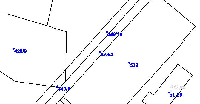 Parcela st. 428/4 v KÚ Spůle u Čkyně, Katastrální mapa