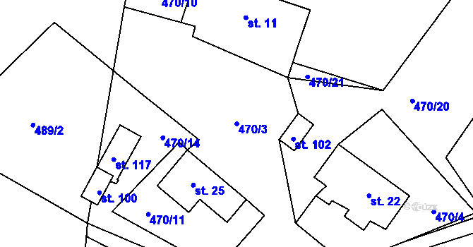 Parcela st. 470/3 v KÚ Spůle u Čkyně, Katastrální mapa