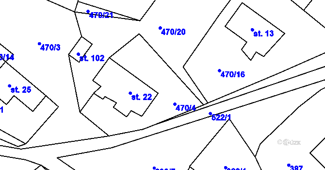 Parcela st. 470/8 v KÚ Spůle u Čkyně, Katastrální mapa