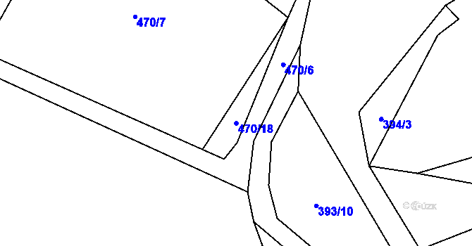 Parcela st. 470/18 v KÚ Spůle u Čkyně, Katastrální mapa
