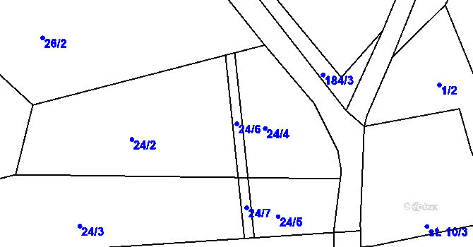 Parcela st. 24/6 v KÚ Spůle u Čkyně, Katastrální mapa