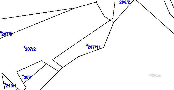 Parcela st. 207/11 v KÚ Spůle u Čkyně, Katastrální mapa