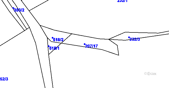 Parcela st. 207/17 v KÚ Spůle u Čkyně, Katastrální mapa