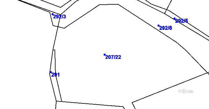 Parcela st. 207/22 v KÚ Spůle u Čkyně, Katastrální mapa